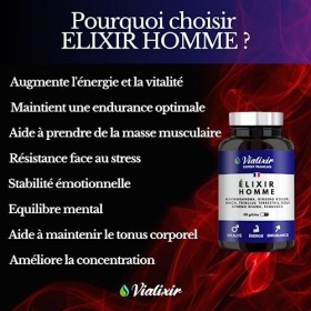 Stimulant Puissant pour Homme à base dAshwagandha, Maca Bio, Ginseng Rouge, Tribulus Terrestris, Fenugrec | Vitalité Energie