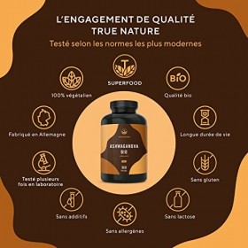 Ashwagandha bio - 360 gélules paquet géant de 650mg - fortement dosé à 2600mg par dose journalière - l Ashwagandha bio poud