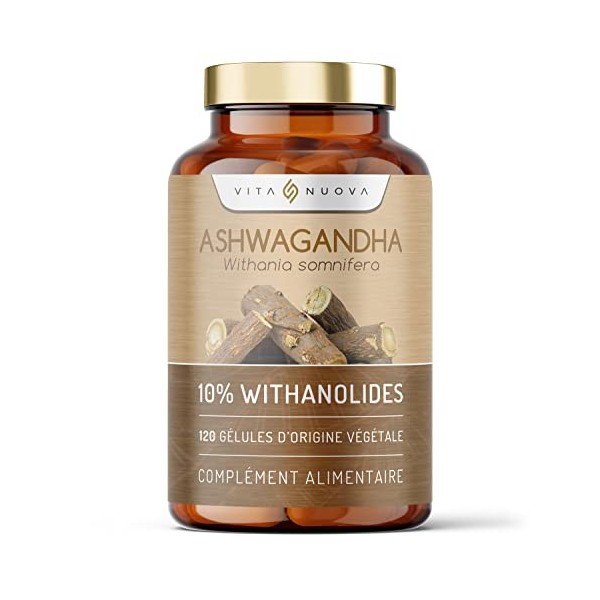 Ashwagandha - en gélules - Fortement dosé - Standardisé à 10% withanolide - 120 x 500 mg - Sans additifs 120 Capsules - Bout