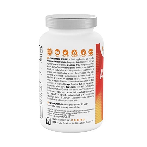 Ashwagandha KSM-66 | Gélules Extra Fort 600 mg | 120 Gélules Vegan | Extrait de racine premium KSM-66 hautement dosé avec 5% 