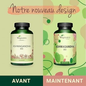 Ashwagandha BIO Vegavero® | Sans Additifs | Premium : Standardisé en Withanolides | 2010mg par Portion | 180 Gélules | Ayurve