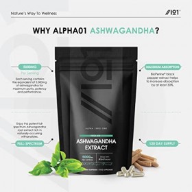 Extrait DAshwagandha 5000mg - 5% de Withanolides Puissants - Fabriqué Avec du Poivre Noir BioPerine® Pour Une Meilleure Biod