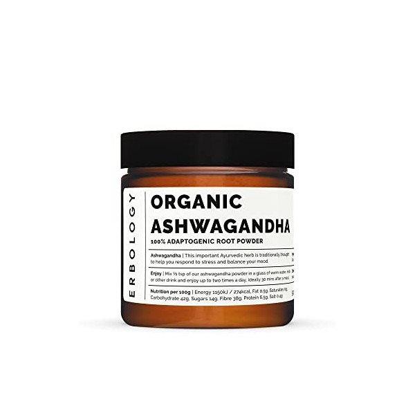 Poudre dAshwagandha 100% Bio 50 g - Aide au Sommeil - Directement de la Ferme - Crue, Végétalienne et Sans Gluten - Sans OGM