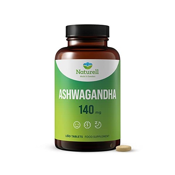 Naturell Ashwagandha 140mg – haute dose – withania somnifera – 180 comprimés – fabriqué en Suède