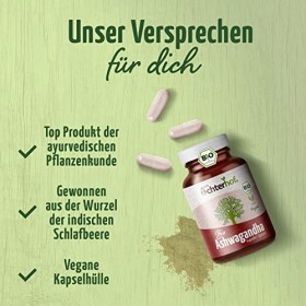 Gélules dashwagandha bio 150 pièces | poudre dashwagandha finement moulue sous forme de gélules | qualité biologique certif