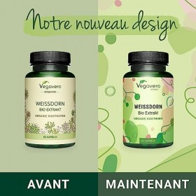 Aubépine BIO Vegavero® | 700 mg d’Extrait par gélule | Extraction FRANÇAISE | Sans Additifs | Titré à 1,5% en Flavonoïdes | A