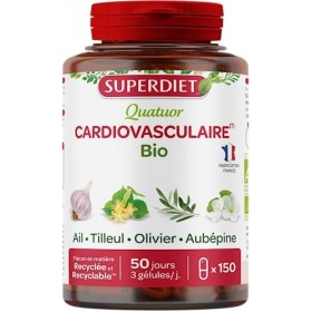 SuperDiet Quatuor Cardiovasculaire Ail Olivier Tilleul Aubépine 150 gélules Produit certifié bio 