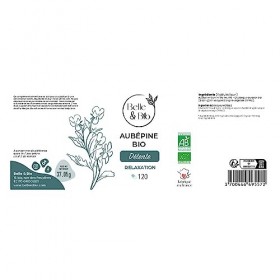 DÉTENTE & BONNE HUMEUR - Aubépine Bio certifiée Ecocert riche en flavonoïdes - Pilulier de 120 gélules Cure 2 mois - Fabriqué