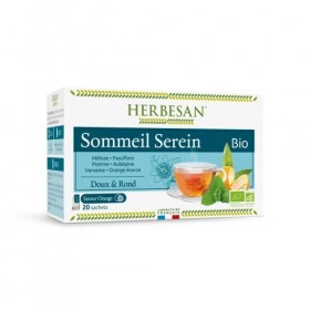 HERBESAN®- INFUSION MELISSE, PASSIFLORE SOMMEIL SEREIN BIO Mélisse, Passiflore, Aubépine, Verveine - 20 sachets