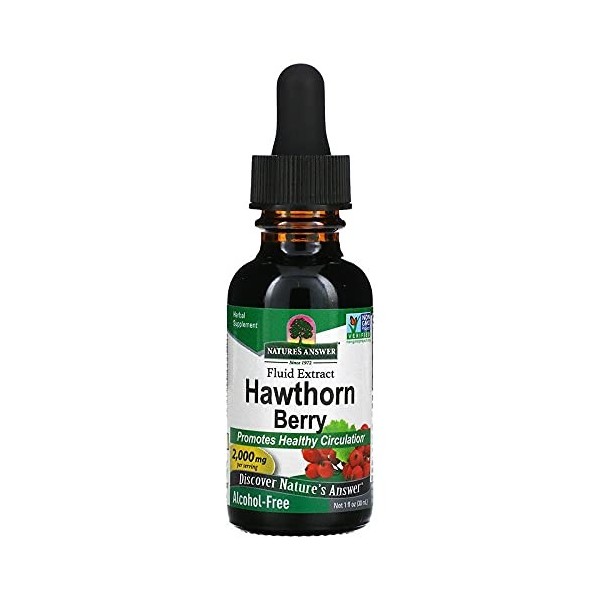 Natures Answer, Hawthorn Extract Extrait dAubépine , Sans Alcool, Gouttes végétaliennes, 30ml, Testé en Laboratoire, Sans 