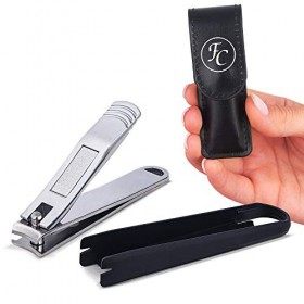 FABCARE Coupe-ongles avec réservoir et lime à ongles intégrée – étui et E-book inclus – Hyper tranchant & durable – Coupe-ong