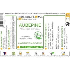 Aubépine Labofloral 150 gélules dosées à 245 mg - Complément alimentaire - Détente, sommeil, fonctions circulatoires - Fabriq