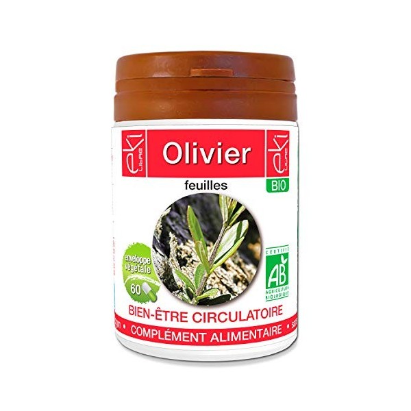 Olivier BIO | 60 gélules | Bien Être Circulatoire | 210 mg dosage 100% naturel sans additif et non comprimé | EKI LIBRE