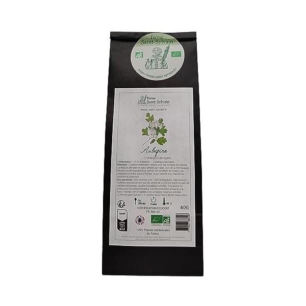 Tisane Aubépine bio sachet 40g - Origine France - La Ferme Saint Sylvain - Organic hawthorn