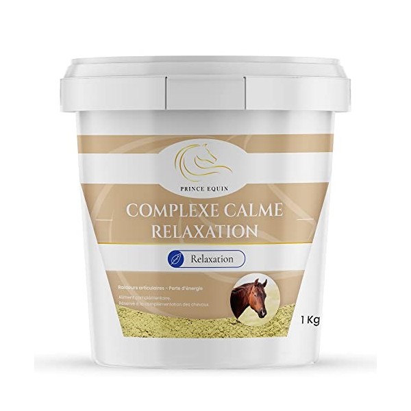 PRINCE EQUIN - COMPLEXE RELAXATION - Complément nutritionnel Cheval - Seau 1 kg - 4 plantes apaisantes - Verveine, Camomille,