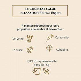 PRINCE EQUIN - COMPLEXE RELAXATION - Complément nutritionnel Cheval - Seau 1 kg - 4 plantes apaisantes - Verveine, Camomille,