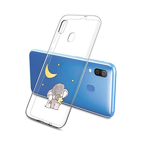 Oihxse Compatible pour Silicone Samsung Galaxy A10S Coque Crystal Transparente TPU Ultra Fine Souple Housse avec Motif [Eleph