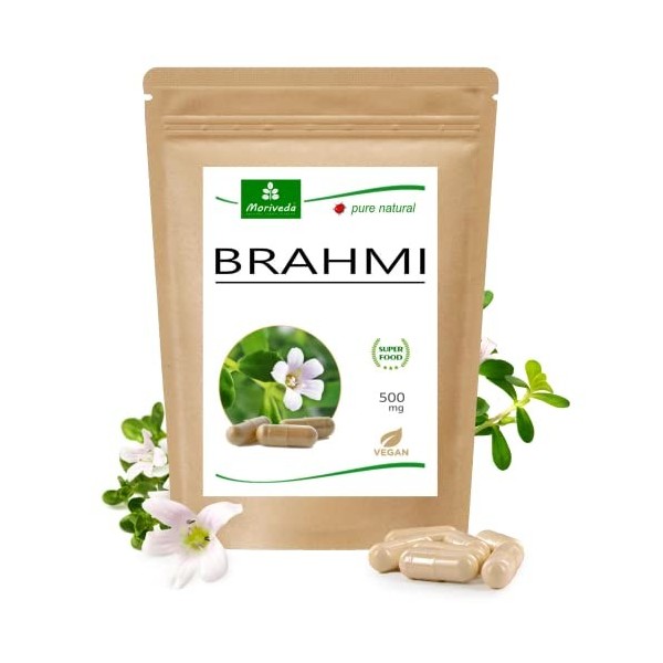 MoriVeda® Brahmi Gélules | 2 mois dapprovisionnement | Memoryplant poudre poids de la capsule de 500 mg | vegan, sans additi