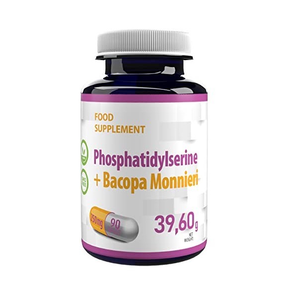 Hepatica Phosphatidylsérine + Bacopa Monnieri 250mg 90 gélules végétales, Testé par un Laboratoire tiers, sans gluten ni OGM