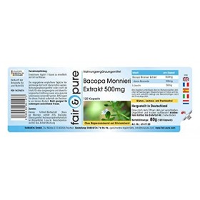 Fair & Pure® - Extrait de Bacopa Monnieri 500mg - 20% Bacoside - végan - 120 gélules