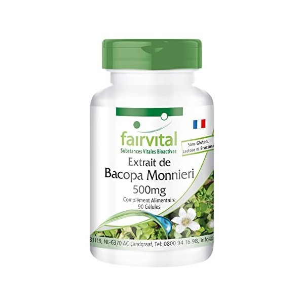 Fairvital | Extrait de Bacopa Monnieri 500mg Brahmi - 90 gélules - végan