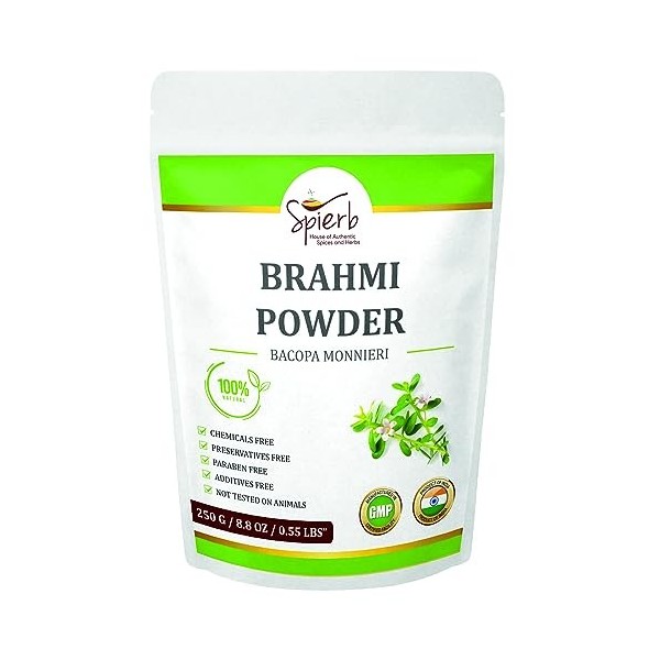 Spierb Brahmi Poudre - 250gm - Powder 100% naturelle sans produits chimiques pour la croissance des cheveux | Bacopa Monnieri