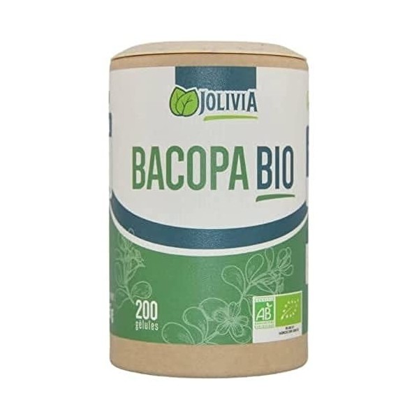 Bacopa Bio - 200 gélules végétales de 250 mg | Format Gélule | Complément Alimentaire | Vegan | Fabriqué en France