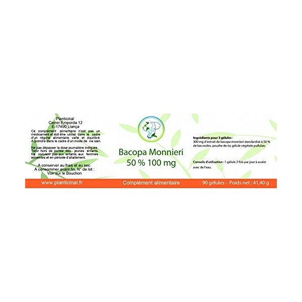 Planticinal Bacopa Monnieri 50% 100mg