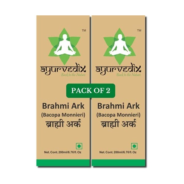 Ayurvedix Brahmi Ark | Bacopa Monnieri Distillat aide à lesprit de bien-être, améliore la vigilance, potion | 200 ml lot de