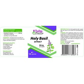 Basilic Tulsi sacré 5000mg Equivalent 500mg dextrait 10:1 120 Capsules, très fort, sans gluten, sans OGM, sans agent de re
