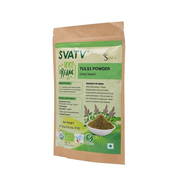 SVATV Tulsi Powder II Holy Basil II Ocimum Sanctum II 1/2 LB, 08 oz, 227g