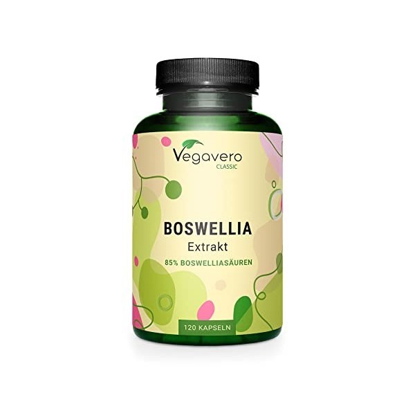 Boswellia Serrata Vegavero® | 85% d’Acide Boswellique | UNIQUE - Extrait 15:1 | Pour 4 Mois - 120 Gélules | 500 mg - 7500 mg