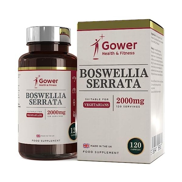 GH Boswellia Serrata 5:1 Extrait de Encens | Haute Concentation | 2000mg Supplément | 120 Capsules Végétalien | Sans OGM | Sa