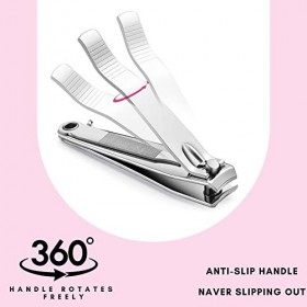 OCBA Coupe-ongles en acier inoxydable pour ongles épais et résistants - Pour ongles dorteils - Pour homme et femme