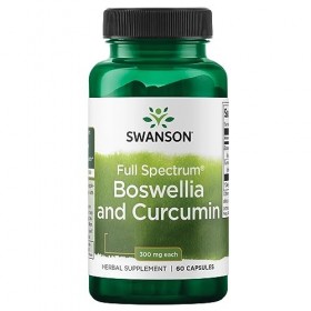 Swanson, Full Spectrum Boswellia and Curcumin, Encens et Curcuma, 60 Capsules, Hautement Dosé, Testé en Laboratoire, Sans Soj