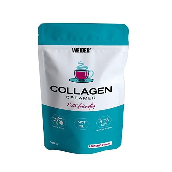 Weider Collagen Creamer 360g Collagène hydrolysé et TCM d’huile coco en poudre pour Café Crémeux Bulletproof ou Shake, Co