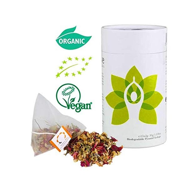 TISANE INFUSION VEGAN THÉ BIO CHAKRA DU CŒUR MÉLANGE ÉDIFIANT DE CAMOMILLE CITRONNELLE FENOUIL ROSE RÉCONFORTANT FAVORISE UNE