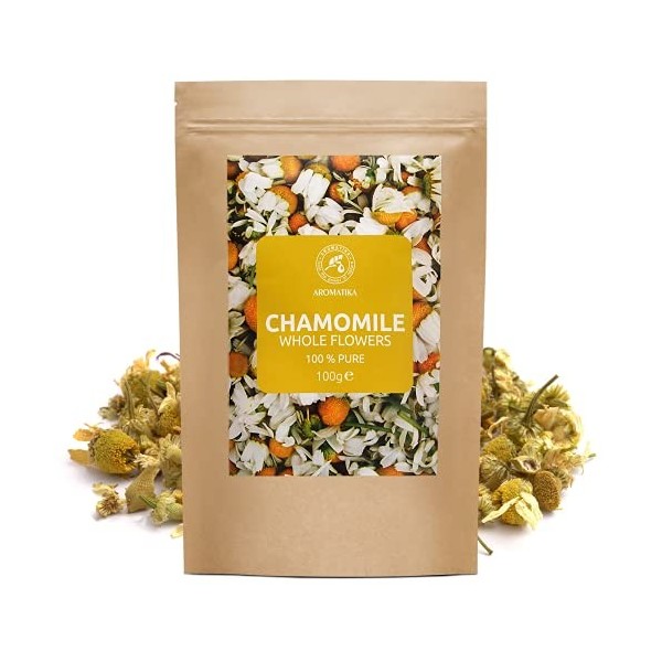 Camomille 100gr - Camomille Égyptienne - Fleurs de Camomille Entières - Tisane Sommeil - Fleurs Séchées de Camomille - Thé Ap