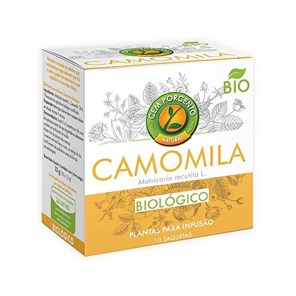 Cem Porcento - Camomila/Camomille Biologique Matricaria recutita L. - 8 x 10 sachets