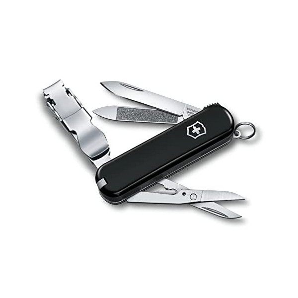 Victorinox Nailclip 580, Swiss Made, 8 Fonctions, Lime à Ongles, Coupe-Ongles, Lame, Ciseaux, Noir