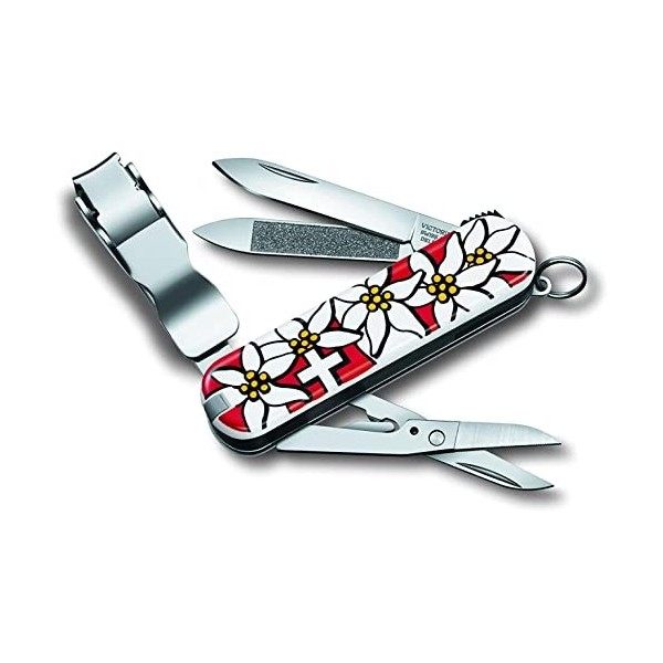 Victorinox Nailclip 580, Swiss Made, 8 Fonctions, Lime à Ongles, Coupe-Ongles, Lame, Ciseaux, Noir