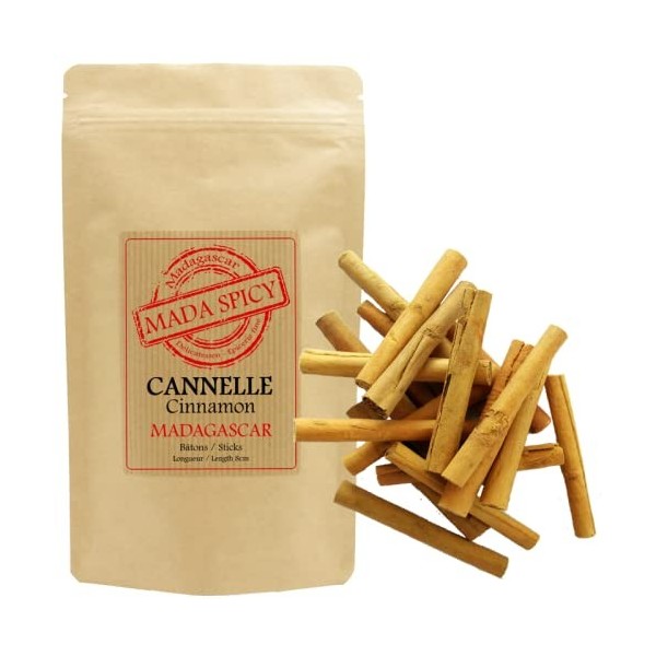 Cannelle de Ceylan, 24 a 28 bâtons de 8cm environ 100gr . Origine Madagascar " Agriculture Durable" sachet zip alimentaire