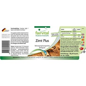 Fairvital | Cannelle Plus - extrait de cannelle avec 200μg de chrome & 10mg de zinc - 90 gélules