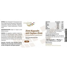 Vita World Cannelle 500mg plus 100 Capsules Made in Germany