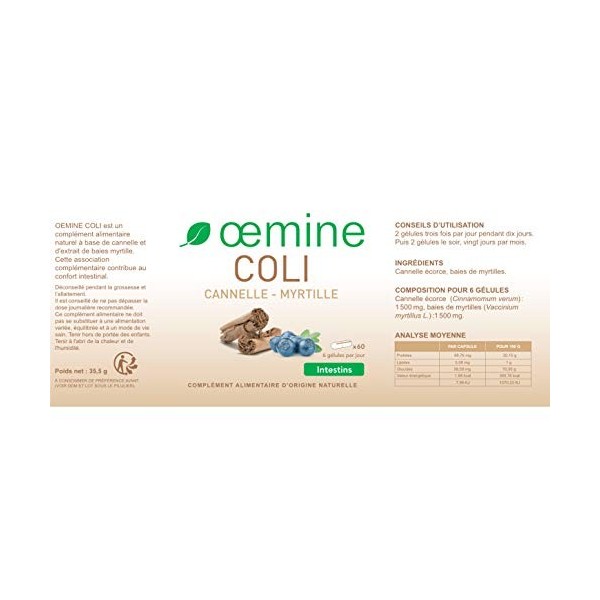 Oemine Coli Cannelle myrtille 60 Gélules