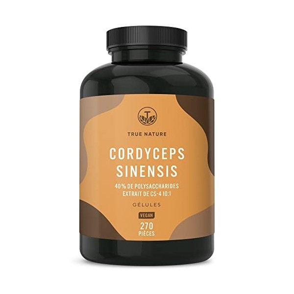 Cordyceps sinensis extrait CS-4 - 270 gélules 650 mg - 1950mg par jour - avec 40% de polysaccharides bioactifs - Testé en