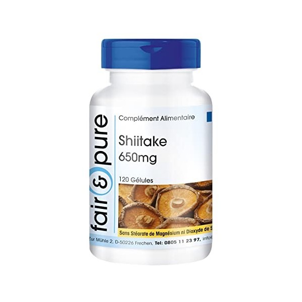 Fair & Pure® - Shiitake 650 mg - 120 gélules Lentinula edodes - végan