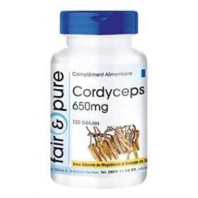 Fair & Pure® - Cordyceps 650mg Cordyceps sinensis - poudre naturelle de champignons - végan - 120 gélules