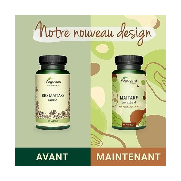 Maitake BIO Vegavero® | Dosage Élevé : 7500 mg | Extrait Standardisé à 50% de Polysaccharides | Antioxydant Naturel + Anti St