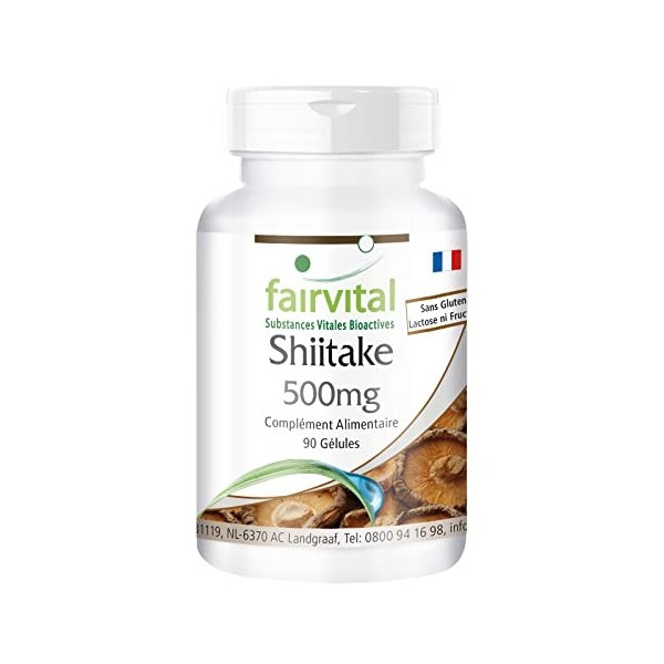 Fairvital | Shiitake - Pur champignon 500mg - 90 gélules végétariennes